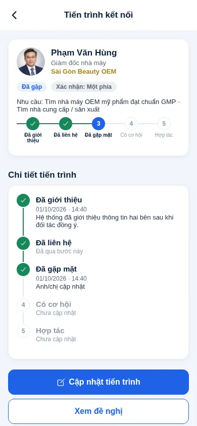 Màn hình tiến trình kết nối